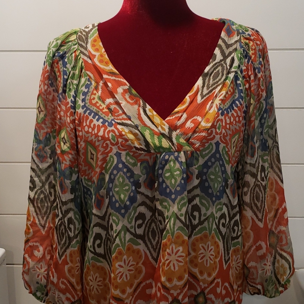 Beautiful Sundance silk blouse, colorful, sz med